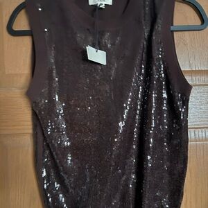 ElanSequin Sleeveless Top - Brown